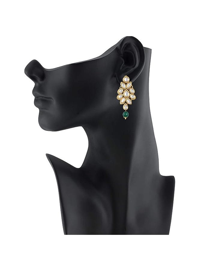 Green Kundan Stylish Necklace Set For Women Wedding Traditional Jewelery Set With Earrings For Women And Girls 9837S One Size