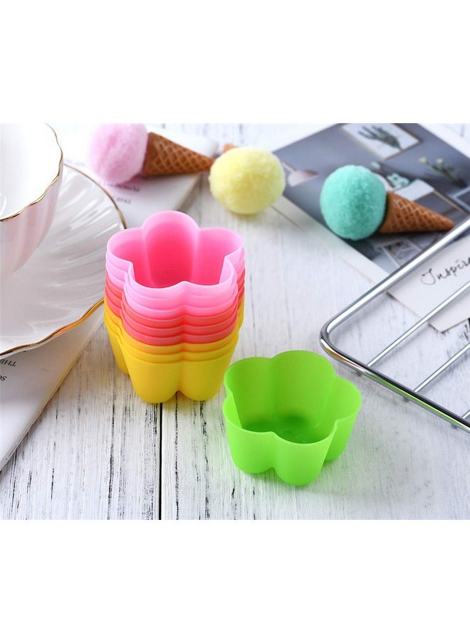 Mirenlife Reusable And Non-Stick Mini Silicone Baking Cups/Muffin Cups/Mini Cupcake Liners/Mini Chocolate Holders/Truffle Cups -24 Pack-6 Vibrant Colors Flower  - Image 2