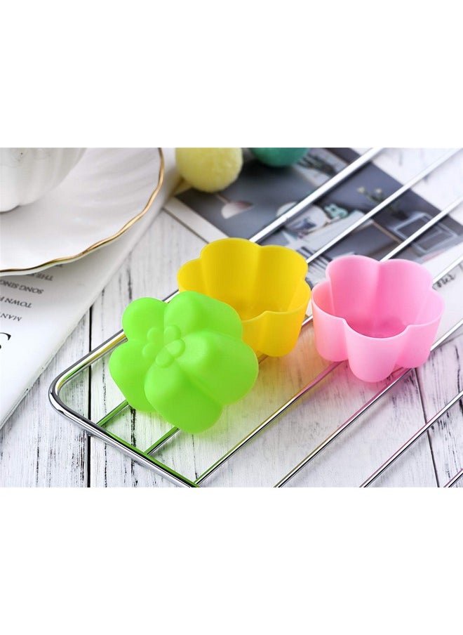 Mirenlife Reusable And Non-Stick Mini Silicone Baking Cups/Muffin Cups/Mini Cupcake Liners/Mini Chocolate Holders/Truffle Cups -24 Pack-6 Vibrant Colors Flower  - Image 3