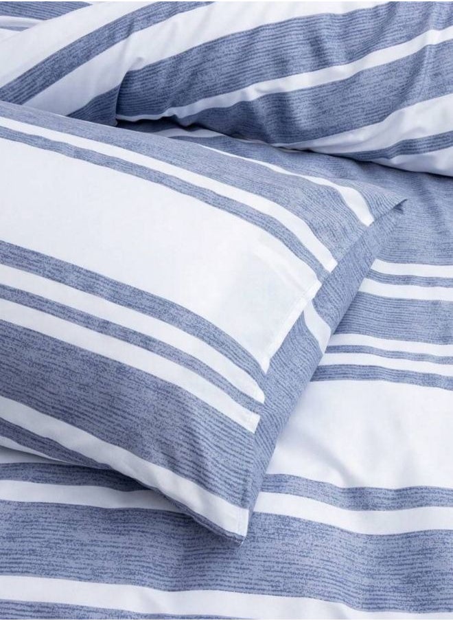 LUNA Home - King Size 6 Pieces Blue Stripe Design Duvet Cover Set - Image 1