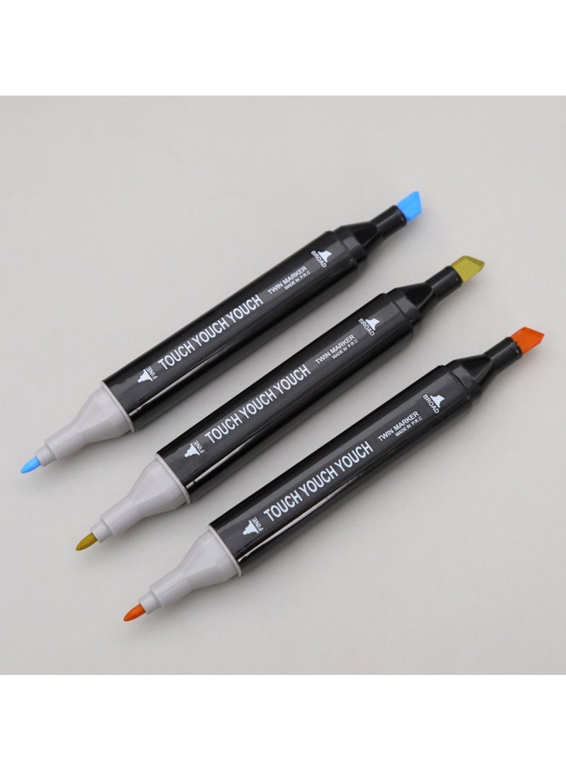 Touch 120pcs Dual Tip Markers Set, Assorted Colors Stylish Black Body with Black Cloth Bag - Image 3