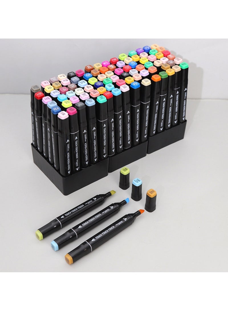 Touch 120pcs Dual Tip Markers Set, Assorted Colors Stylish Black Body with Black Cloth Bag - Image 4