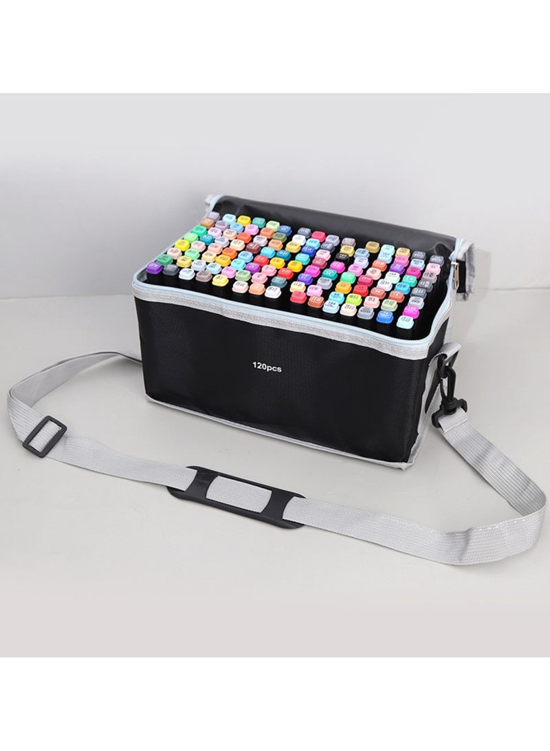 Touch 120pcs Dual Tip Markers Set, Assorted Colors Stylish Black Body with Black Cloth Bag - Image 5