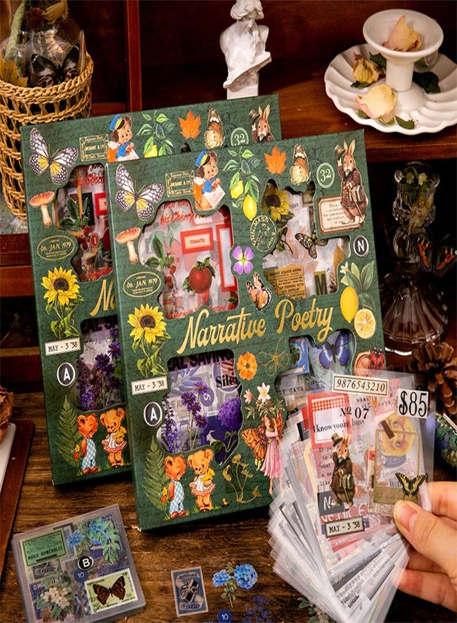 SIBLYMONA Vintage Fairy Stickers 640Pcs Transparent Stickers, Floral Butterfly Designs for Scrapbooking Journaling, Junk Journal Supplies, Cottagecore Rub On Transfers Crafts (Poetry of Fabrics) - Image 3