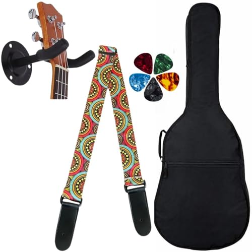 MOCKING BIRD Acoustic Guitar Bag Foam Padded Guitar Cover for 38, 39, 40, 41 inch with Adjustable Guitar Strap Wall Mount Hanger and Guitar Plectrum for Acoustic Electric Bass Guitar case (Rangoli) - Image 1