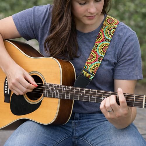 MOCKING BIRD Acoustic Guitar Bag Foam Padded Guitar Cover for 38, 39, 40, 41 inch with Adjustable Guitar Strap Wall Mount Hanger and Guitar Plectrum for Acoustic Electric Bass Guitar case (Rangoli) - Image 3