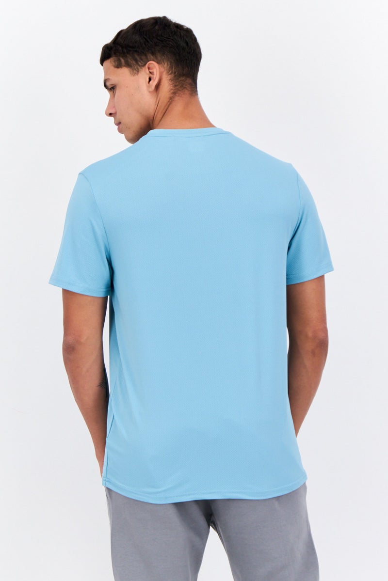 Men Sportswear Fit Short Sleeve Training T-Shirts, Pastel Turquoise