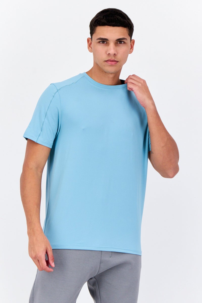 Men Sportswear Fit Short Sleeve Training T-Shirts, Pastel Turquoise