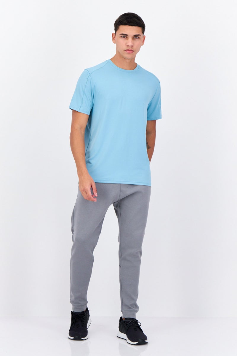 Men Sportswear Fit Short Sleeve Training T-Shirts, Pastel Turquoise