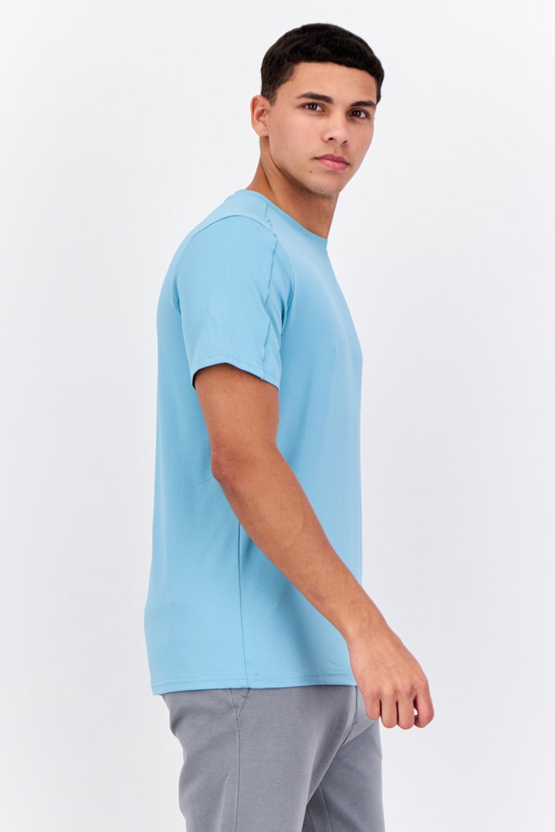 Men Sportswear Fit Short Sleeve Training T-Shirts, Pastel Turquoise