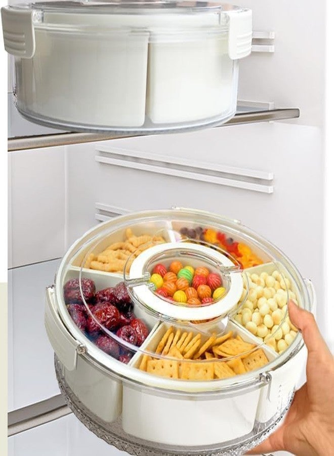 Bayleef Divided Serving Tray with Lid and Handle, 360 Degree Rotation Large Snack Box with 6 Compartments, Multi-purpose Food Platter for Charcuterie Veggie Fruit, Travel Beach Picnic Essentials - Image 5