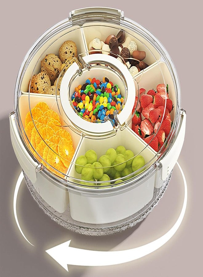 Bayleef Divided Serving Tray with Lid and Handle, 360 Degree Rotation Large Snack Box with 6 Compartments, Multi-purpose Food Platter for Charcuterie Veggie Fruit, Travel Beach Picnic Essentials - Image 4