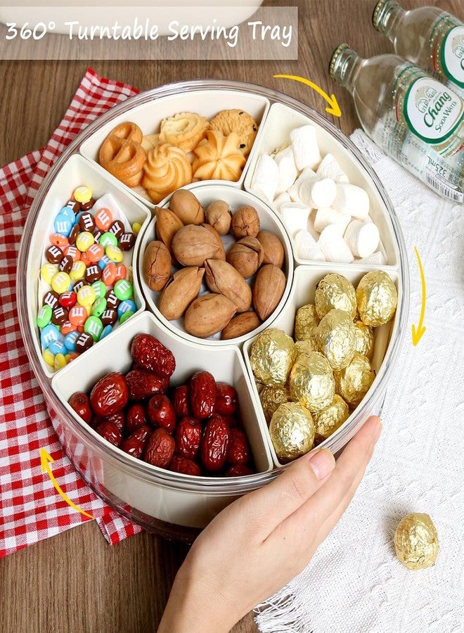 Bayleef Divided Serving Tray with Lid and Handle, 360 Degree Rotation Large Snack Box with 6 Compartments, Multi-purpose Food Platter for Charcuterie Veggie Fruit, Travel Beach Picnic Essentials - Image 3
