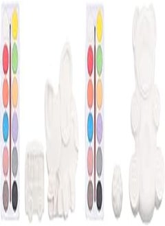 Bundle Of 2 Shapes Of Gypsum Coloring Kits With 12 Water Color Palette And Small Brush In Each Kit For Kids - Multi colour