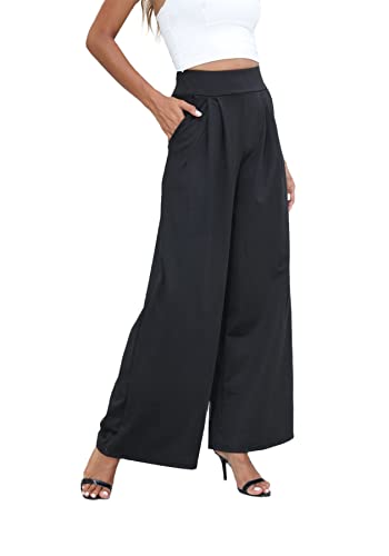 NRTHYE Womens Palazzo Long Pants High Waist Wide Leg Stretchy Loose Fit Casual Trousers with Pocket - Image 3
