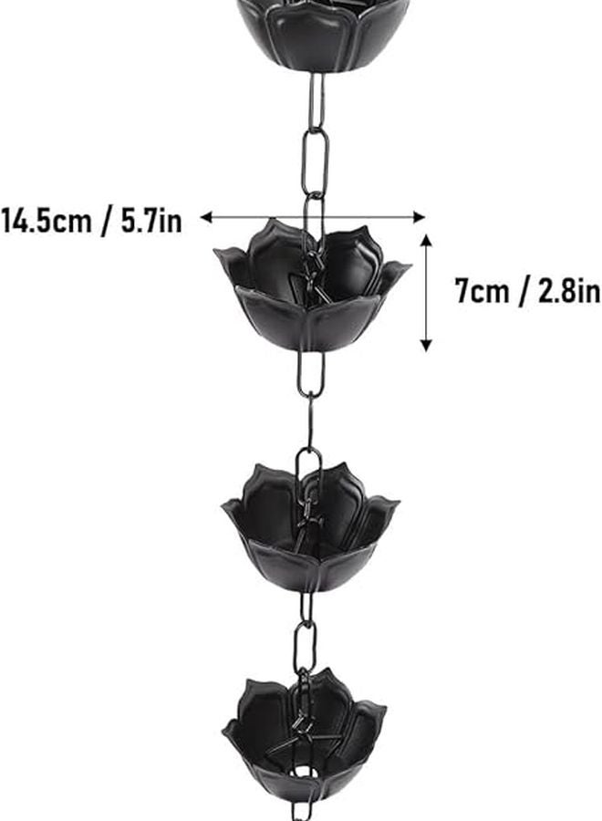 سلسلة مطر من سبائك الألومنيوم مقاس C باللون الأسود مزخرفة لمزراب المطر بطول 3 أقدام - Image 5