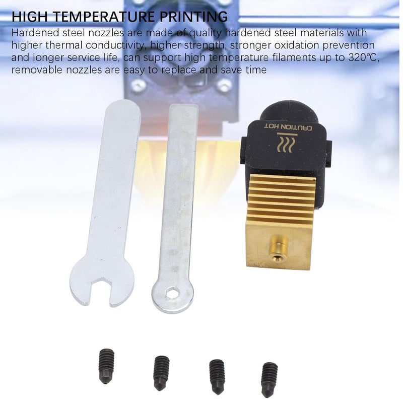 Cryfokt Hardened Steel Nozzles Hot End Print Head Kit with Silicone Cover for Lab A1 A1 Mini 3D Printer, High Temperature Printing Suitable for PLA ABS TPU PETG, 1.75mm, 4 Nozzles - Image 5