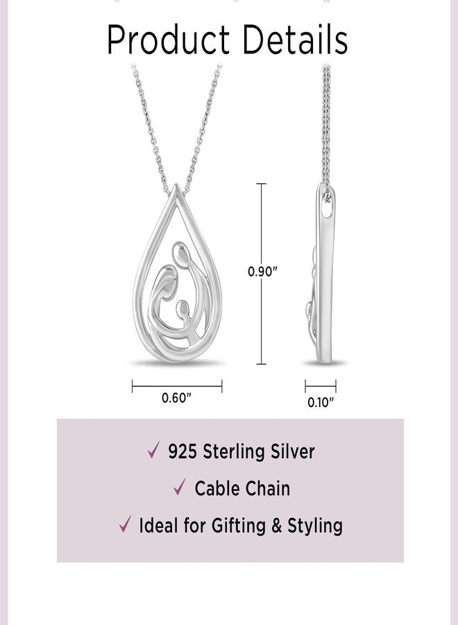 Jewelili 925 Sterling Silver Parents & 1 Child Family Pendant Necklace - Image 3