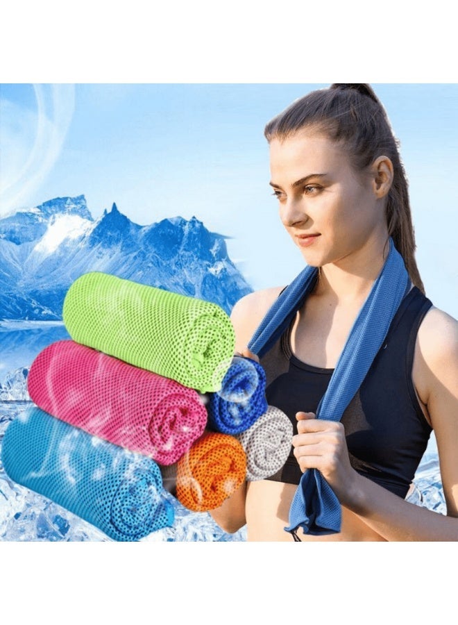 5PCS Cooling Towel Set 80x30cm - Instant Ice Cold Breathable Mesh Towel, Quick Dry Cooling Scarf, Random 5 Colors - Image 1