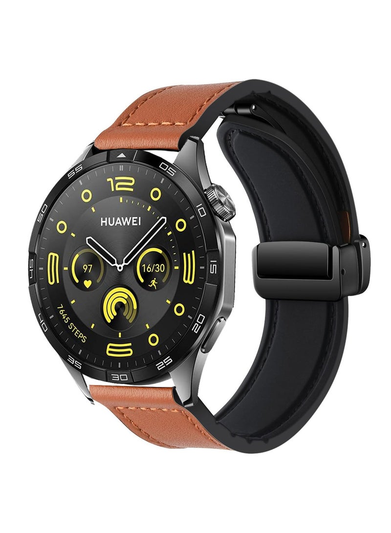 20mm Leather Strap Compatible with Galaxy Watch 7/6/6 Classic/5/5 Pro/4/4 Classic/3/Gear S2, Replacement Strap for HUAWEI Watch 2/ GT2 42mm/GT3 42mm,Dark Brown - Image 2