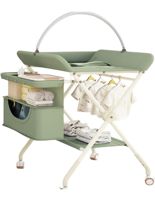 Richtots Premium Ultimate Baby Portable Folding Diaper Changing Table, Drawers and Wheels, Adjustable Height and Safety Belt, Grey, 78.99 x 60.2 x 9.91 cm - Image 1