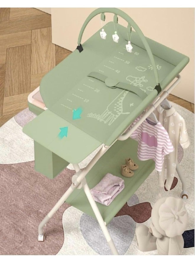 Richtots Premium Ultimate Baby Portable Folding Diaper Changing Table, Drawers and Wheels, Adjustable Height and Safety Belt, Grey, 78.99 x 60.2 x 9.91 cm - Image 2