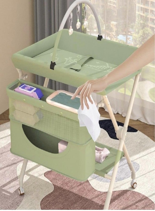 Richtots Premium Ultimate Baby Portable Folding Diaper Changing Table, Drawers and Wheels, Adjustable Height and Safety Belt, Grey, 78.99 x 60.2 x 9.91 cm - Image 3