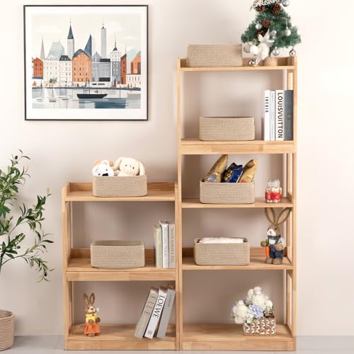 OIASKET 6 Pack Storage Baskets for Shelves, Small Baskets for Shelves, Cute Decorative Storage Bins, Organizer Basket for Gifts Empty, 11.8''Lx7.8''Wx4.7''H-Brown - Image 2