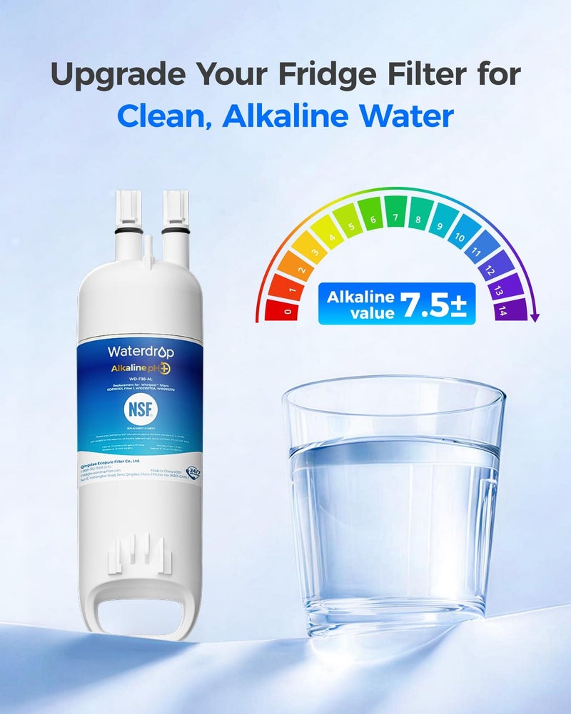 Waterdrop Alkaline W10295370A Replacement for Everydrop Filter 1, EDR1RXD1, EDR1RXD1B, P8RFWB2L, P4RFWB, Kenmore 46-9081, 46-9930, WD-F38, Enhances pH Refrigerator Water Filter - Image 3