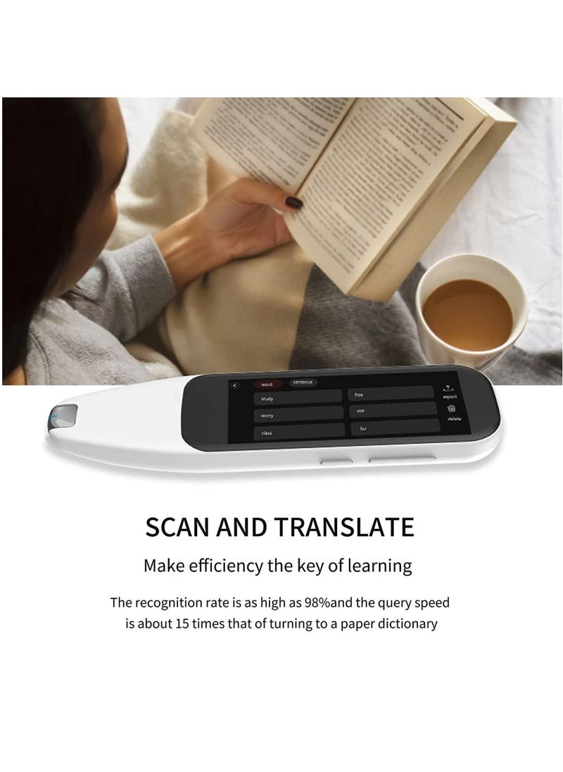 Scan Reader Translation Pen 112 Languages Portable Translator OCR Scanner Text to Speech Smart Recording Text Except For Learning Dyslexia, Meeting Recording