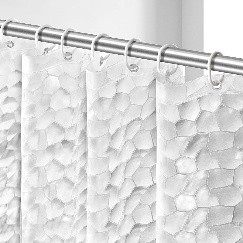 OTraki Shower Curtain Clear Liner 72 x 78 inch Bathroom Curtains Long Shower Curtain Transparent 3D Water Cube Bath Waterproof See Through Shower Curtains Liner Clear with 12 Grommets Hooks - Image 1