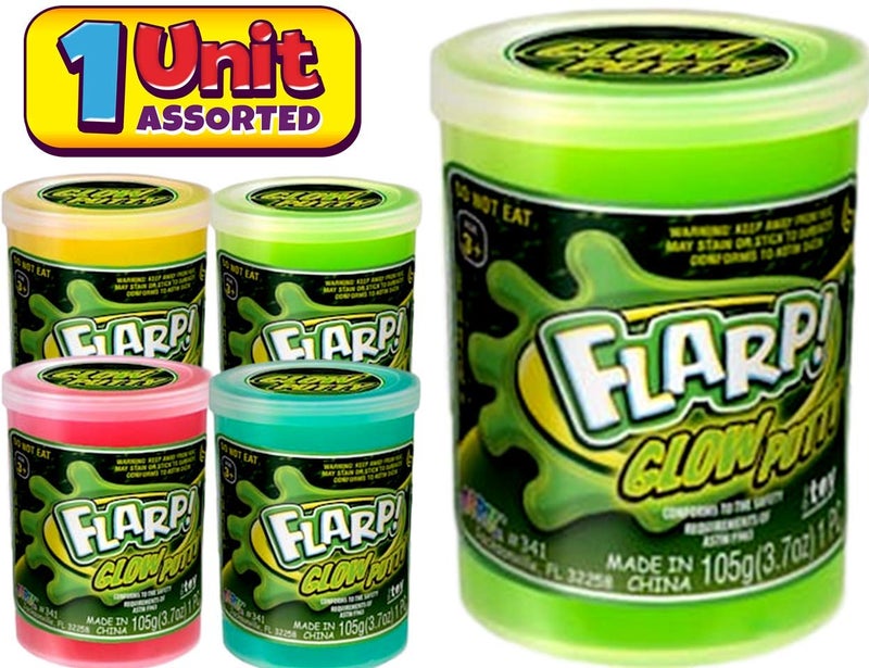 Ja-Ru Flarp Putty Glow in The Dark Scented Noise Putty (1 Unit Assorted Color) by JA-RU. Squishy Shine Neon Colors  Noise Putty Slime  ADHD Autism Stress Toy Party Favor Toys Kids Boys & Girls 341-1A - Image 4