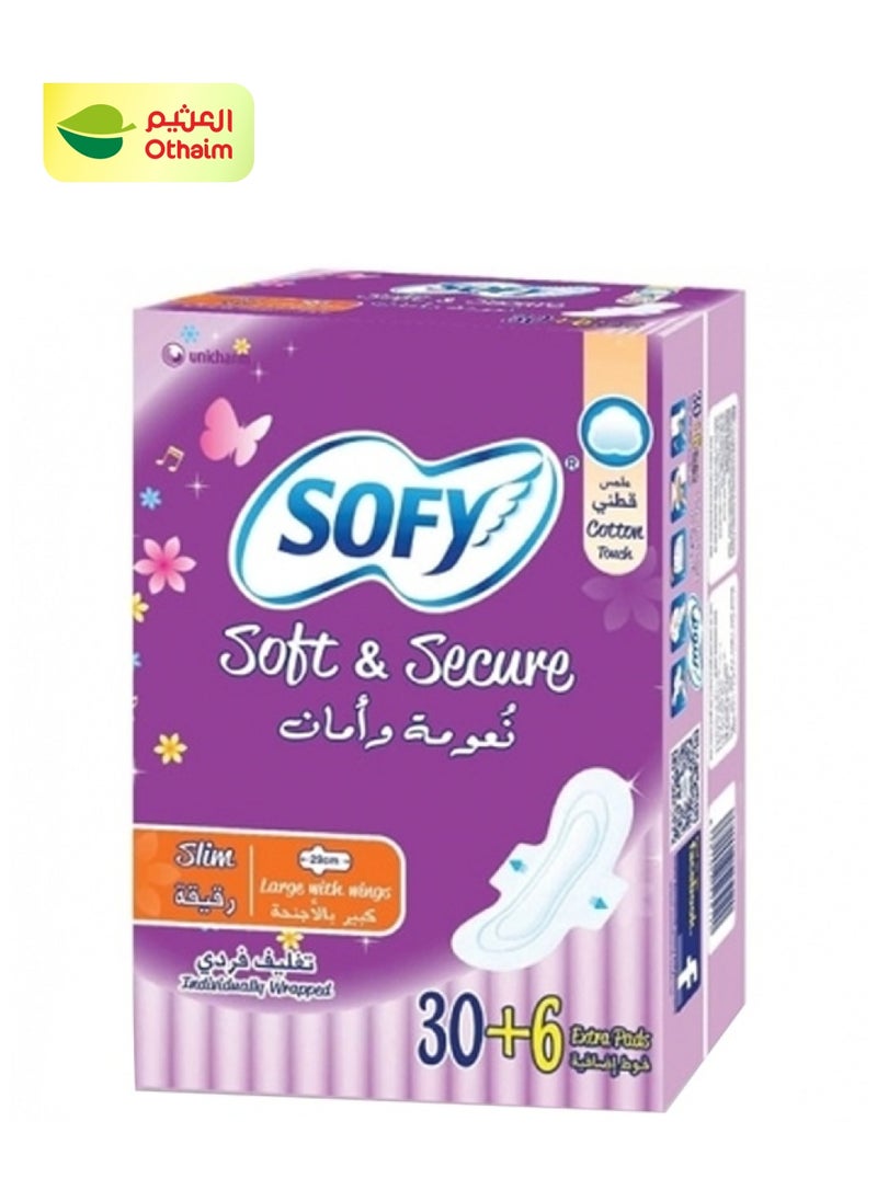 Sofy - Sofy Soft &Secure Slim Large Wings Pads , 30+6 Pads - Image 1
