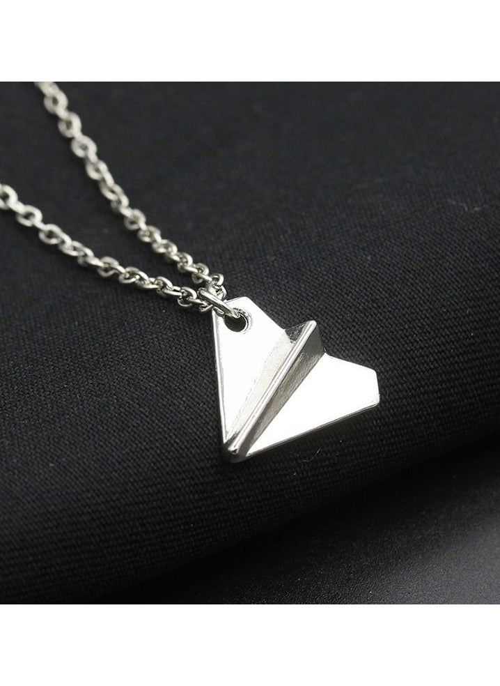 Satinior - Paper Airplane Element Titanium Steel Necklace - Image 1