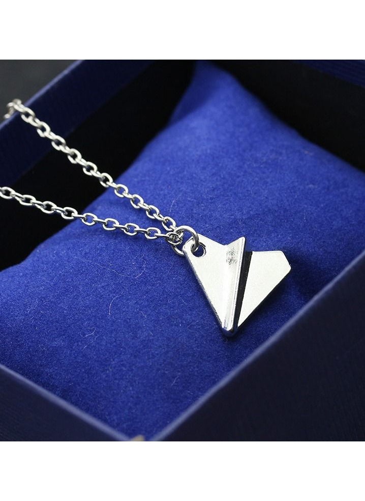 Satinior - Paper Airplane Element Titanium Steel Necklace - Image 1