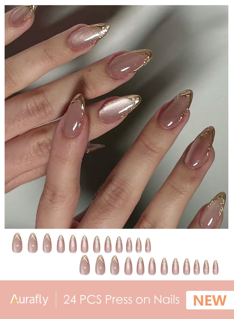 أورافلي مجموعة أظافر قابلة للارتداء مكونة من 24 قطعة، أظافر صناعية، أظافر أوروبية وأمريكية، متعددة الاستخدامات، قابلة للفصل، لا تؤذي الأظافر، الأظافر النهائية مناسبة للفتيات - Image 1