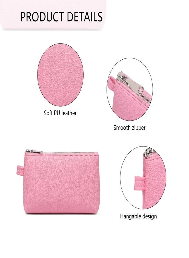 YONBEN PU Leather Makeup Simple and Convenient Handbag Small Exquisite Storage Bag (Pu/Azalea Pink) - Image 3