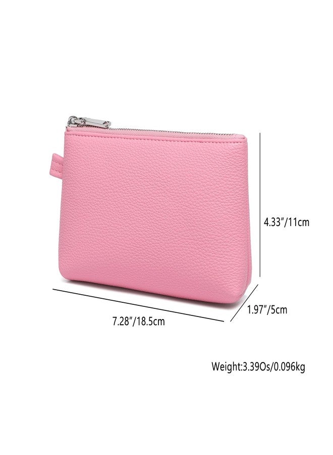 YONBEN PU Leather Makeup Simple and Convenient Handbag Small Exquisite Storage Bag (Pu/Azalea Pink) - Image 2