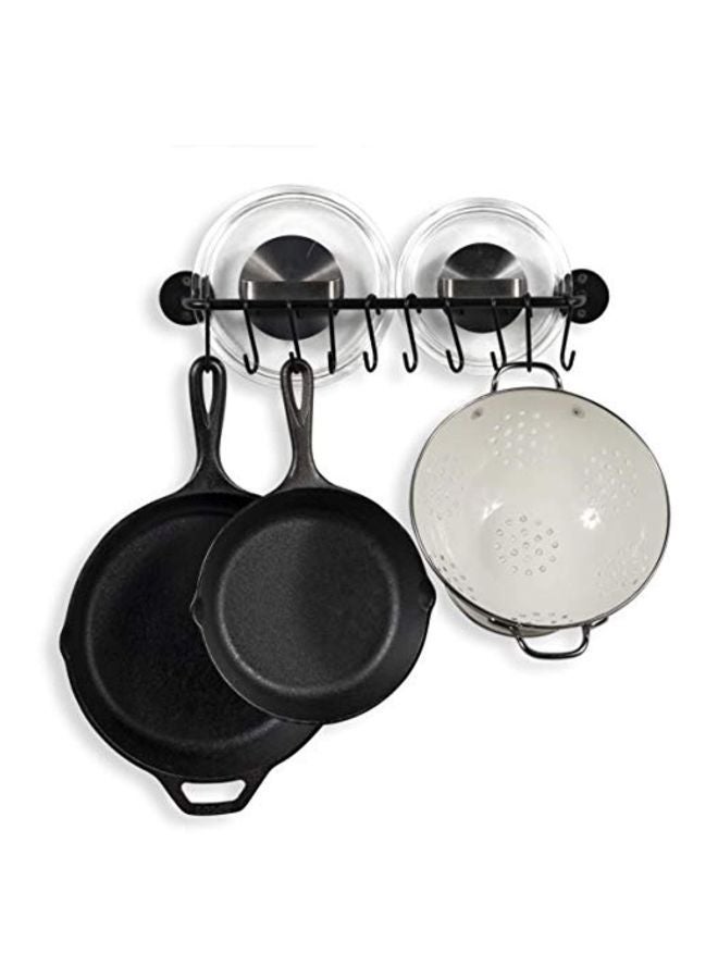 Wallniture رايل تنظيم المطبخ المثبت على الحائط Wallniture Cucina 16" مع 10 خطافات S لتعليق الأواني والمقالي ومُنظم الأغطية، أسود - Image 3