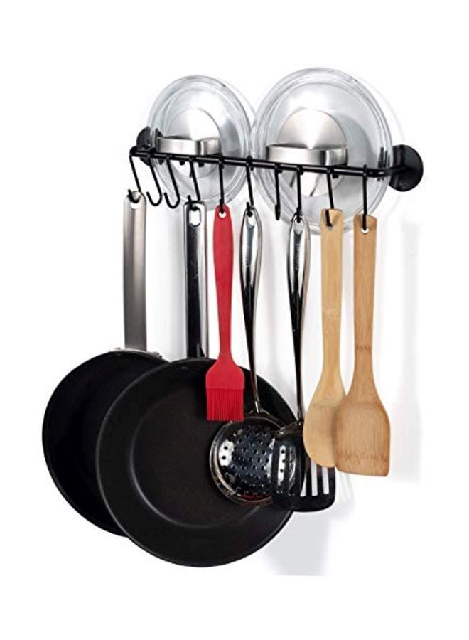 Wallniture رايل تنظيم المطبخ المثبت على الحائط Wallniture Cucina 16" مع 10 خطافات S لتعليق الأواني والمقالي ومُنظم الأغطية، أسود - Image 4