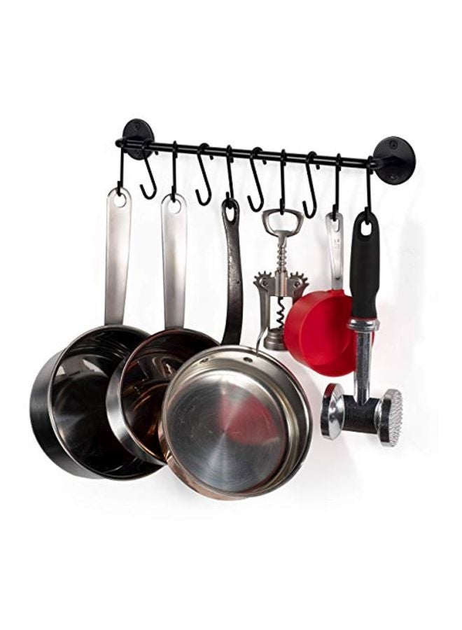 Wallniture رايل تنظيم المطبخ المثبت على الحائط Wallniture Cucina 16" مع 10 خطافات S لتعليق الأواني والمقالي ومُنظم الأغطية، أسود - Image 1