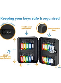 Y&D Key Safe Storage Cabinet with 3 Digit Combination Lock 20 Fixings and Tags Included Wall Mounted Security Solution for your Home or Office  - Image 2