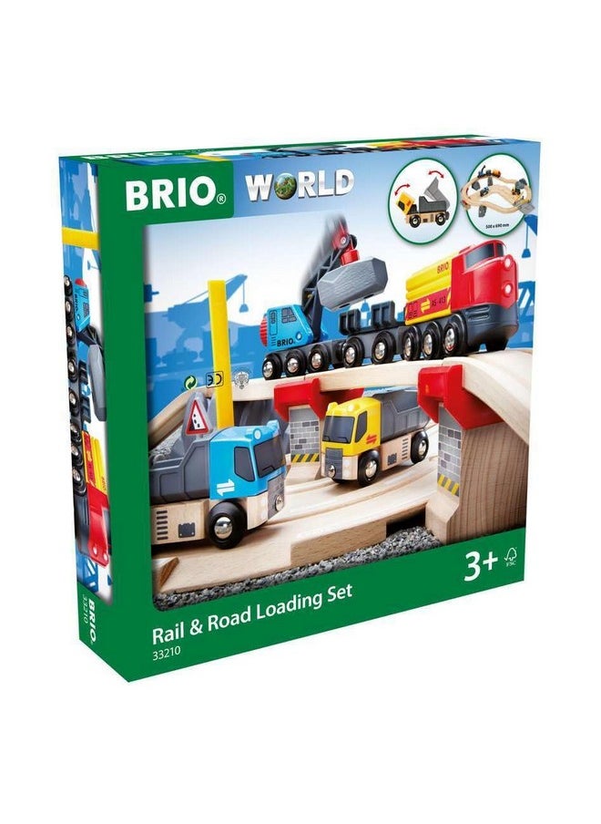 Brio BRIO World 33210 - Rail & Road Loading Set - 32 Piece Wooden Train Set | Ideal for Kids Aged 3+ | with Special Crane Car & Flatbed Idea  - Image 1