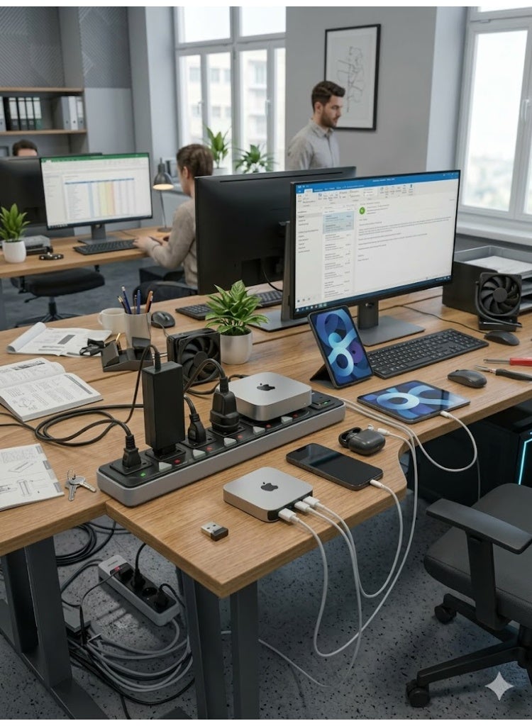تراداماكس شريط تمديد الطاقة TradaMax بقوة 2000 واط، مزود بـ 5 منافذ، منفذي USB ومنفذ شحن سريع من النوع C، شديد التحمل بطول 3 أمتار - Image 3