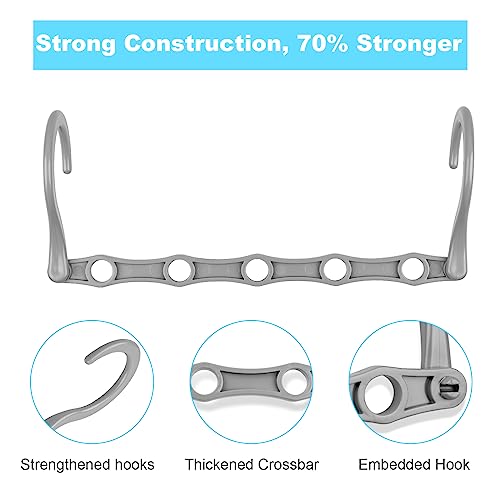DUCOO Space Saving Hangers 10 Pack, Heavy Duty Magic Cascading Hanger Organizer with 5 Enclosed Anti-Slip Holes, Closet Organizers and Storage for Clothes, College Dorm Room Essentials, Gray - Image 5