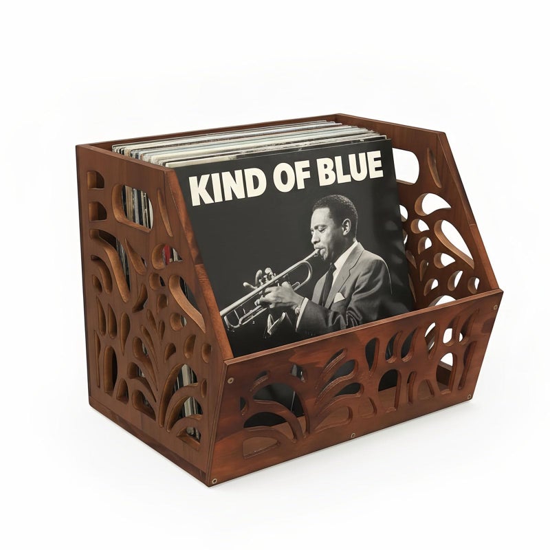 D-werack Vintage Vinyl Record Storage, Album Holder Storage 75+ LPs, Classic Vinyl Organizer Cube, Wooden Crate Box for Record Magazine Display (Patent Pending) - Image 1