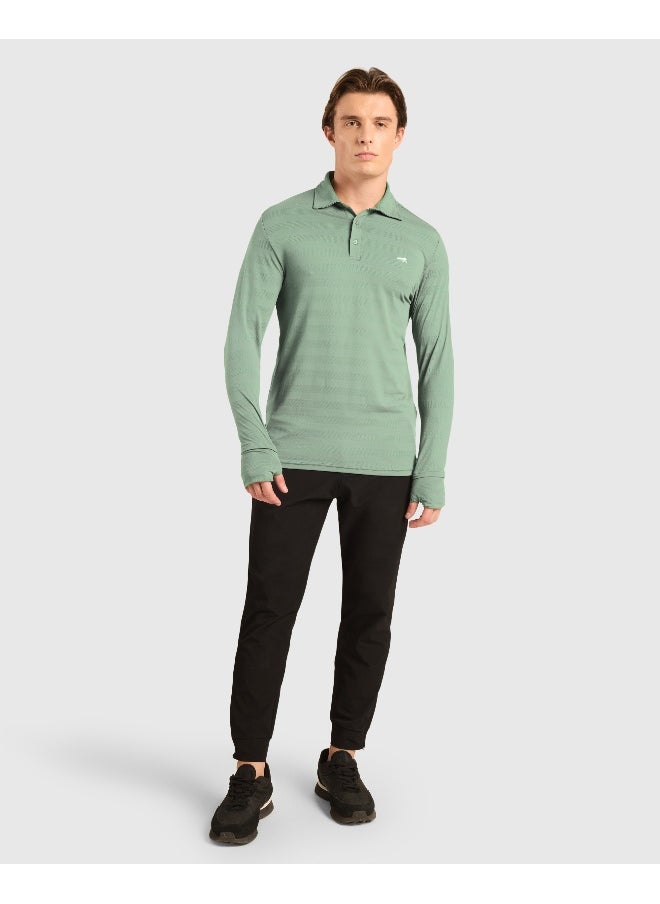 Musclemind Men's Classic Stripe Polo T-Shirt with Self Collar And Retractable Thumbholes, Anti-Odour, Anti-Microbial, Quick Drying, Super Soft Breathable Fabric with 4-Way Stretchability, Lightweight for All Day Comfort  - Image 4