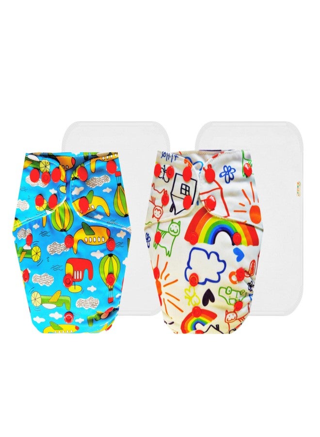 Dumbledo Premium Cloth Diaper with Cotton Insert (Pack of 2) | Snug Fit | Leakproof | Easy to Clean | All-Day Wear | 3 Months - 3 Years | Unisex Baby - Image 1