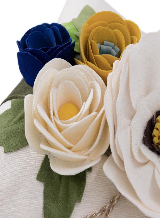 JWH Spring Flower Throw Pillow Cover Decorative Creamy White Pillow Case Floral Path Cushion Colorful Rose Pillowcase for Home Bed Sofa Couch Living Room 18x18 Inch Blue Green Yellow - Image 5