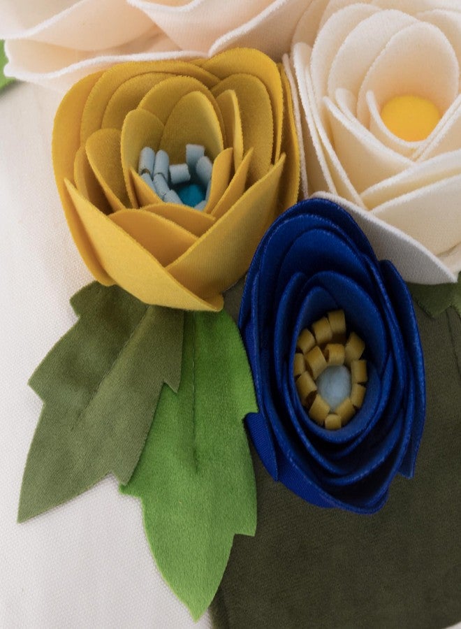 JWH Spring Flower Throw Pillow Cover Decorative Creamy White Pillow Case Floral Path Cushion Colorful Rose Pillowcase for Home Bed Sofa Couch Living Room 18x18 Inch Blue Green Yellow - Image 4